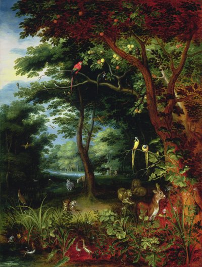 Paradise scene with Adam and Eve by Jan Brueghel the Younger